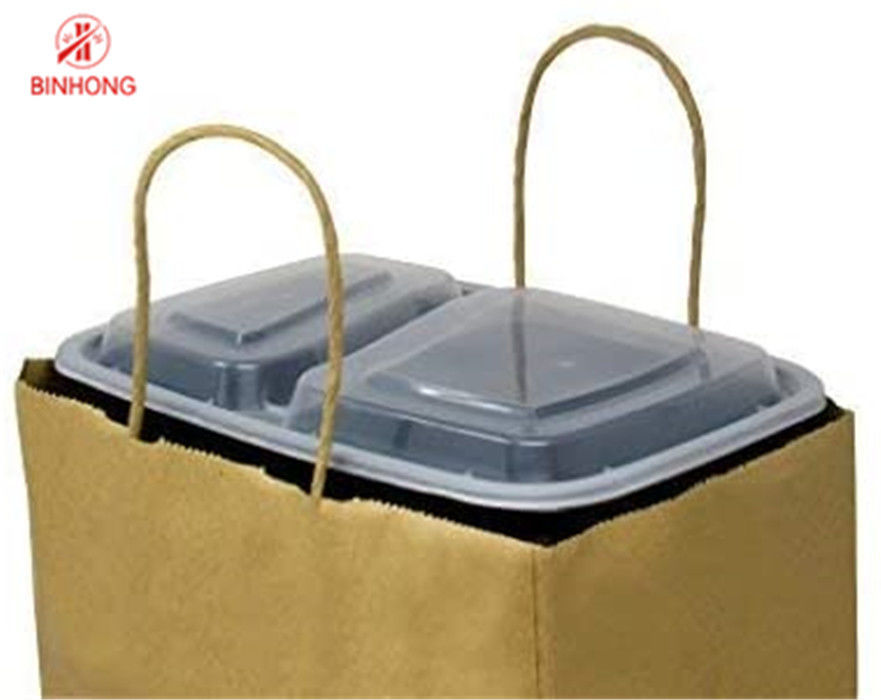 टिकाऊ 10 × 5 × 13 '' क्राफ्ट पेपर बैग हैंडल के साथ