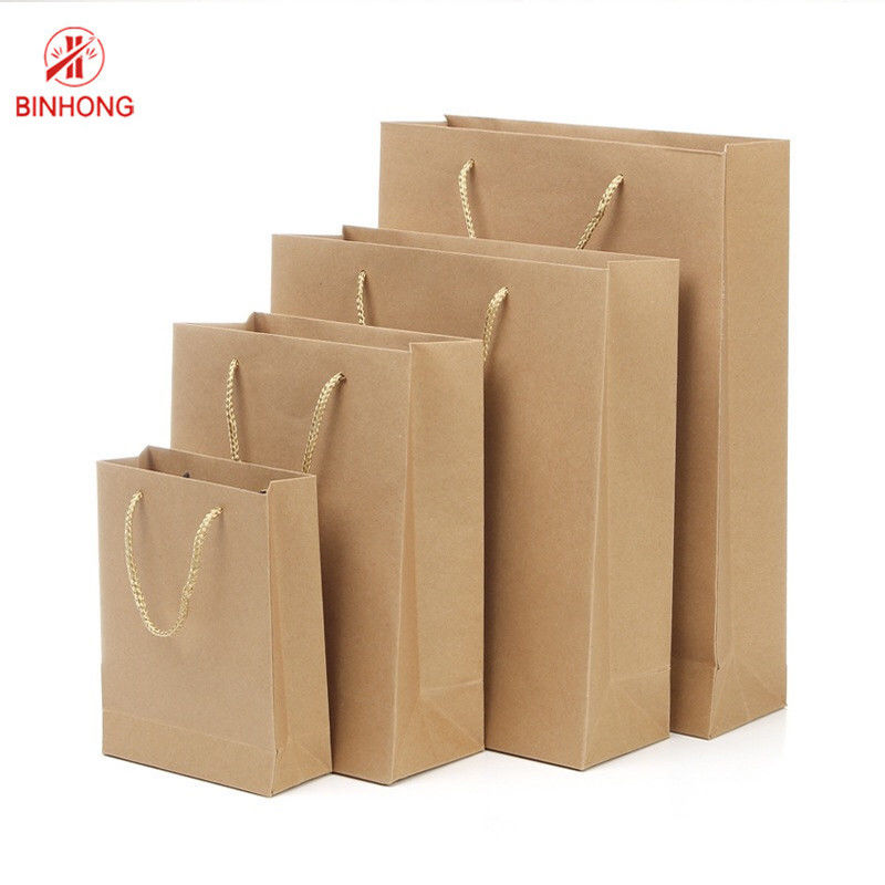 इको फ्रेंडली 110gsm 16x6x12 '' पुनर्नवीनीकरण क्राफ्ट बैग